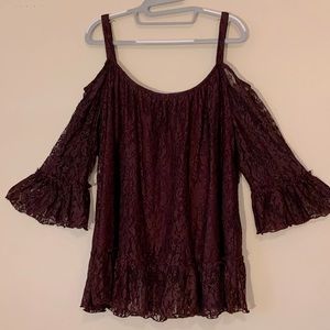 Lane Bryant Maroon Lacy Top 22/24
